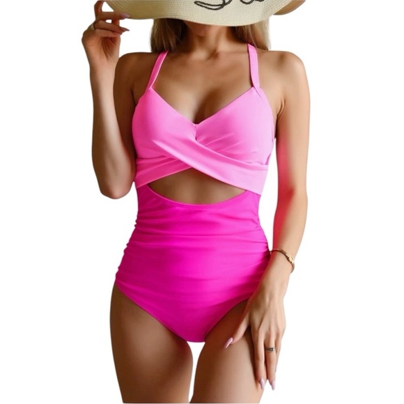 Eomenie One Piece Swimsuit Pink Size M - Picture 1 of 8